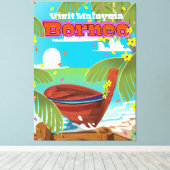 Reisposter van Borneo Island Canvas Afdruk (Insitu (Houten vloer))