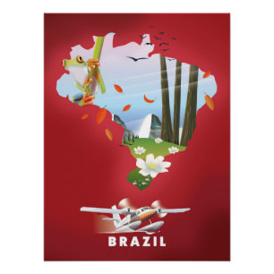 Reisposter van Brazilië met illustraties. Perfect Poster