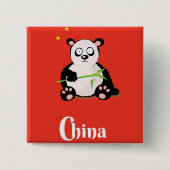 Reisposter van China Panda. Vierkante Button 5,1 Cm (Voorkant)