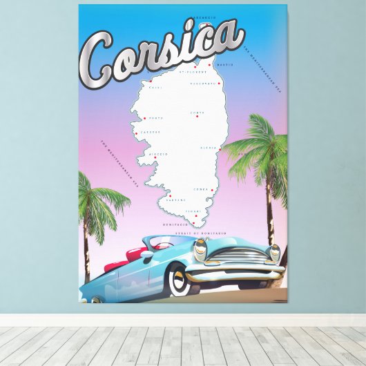 Reisposter van Corsica Canvas Afdruk (Insitu (Houten vloer))