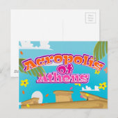 Reisposter van de Acropolis van Athene Griekenland Briefkaart (Voorkant / Achterkant)