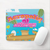 Reisposter van de Acropolis van Athene Griekenland Muismat (Met muis)