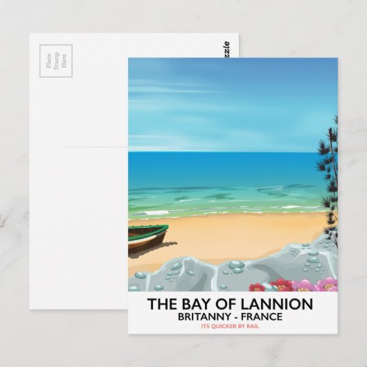 Reisposter van de baai van Lannion Frankrijk Briefkaart (Voorkant / Achterkant)