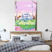 Reisposter van de blauwe moskee Istanbul Canvas Afdruk (Insitu (Slaapkamer))