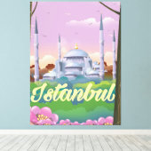 Reisposter van de blauwe moskee Istanbul Canvas Afdruk (Insitu (Houten vloer))