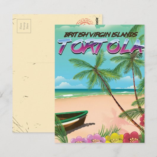 Reisposter van de Britse maagd-eilanden in Tortola Briefkaart (Voorkant / Achterkant)