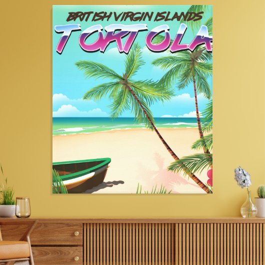Reisposter van de Britse maagd-eilanden in Tortola Canvas Afdruk (Insitu (Woonkamer))