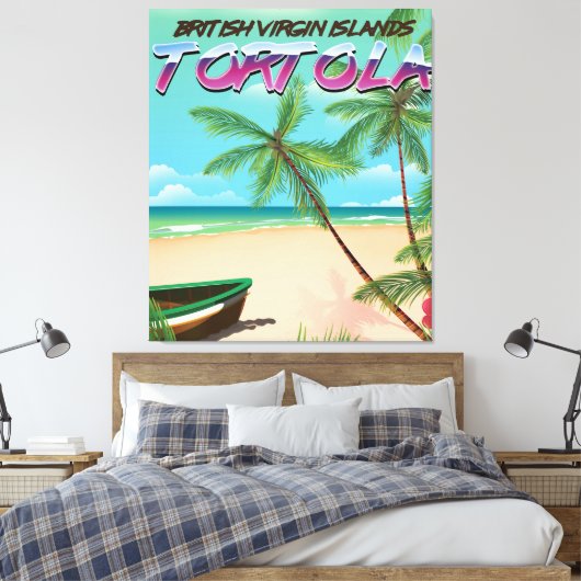 Reisposter van de Britse maagd-eilanden in Tortola Canvas Afdruk (Insitu (Slaapkamer))