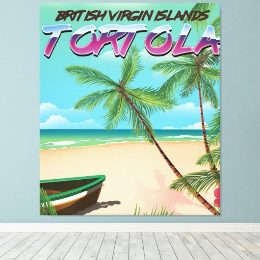 Reisposter van de Britse maagd-eilanden in Tortola Canvas Afdruk (Insitu (Houten vloer))