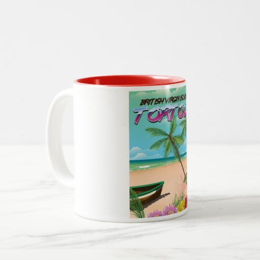 Reisposter van de Britse maagd-eilanden in Tortola Tweekleurige Koffiemok (Voorkant links)