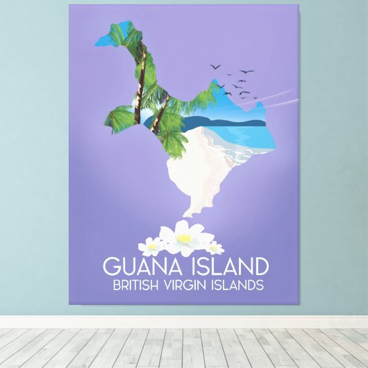 Reisposter van de Britse Maagdeneilanden op Guana Canvas Afdruk (Insitu (Houten vloer))