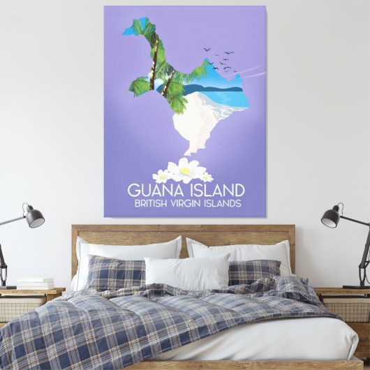 Reisposter van de Britse Maagdeneilanden op Guana Canvas Afdruk (Insitu (Slaapkamer))