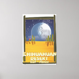 Reisposter van de Cartoon Chihuahuan Desert Canvas Afdruk