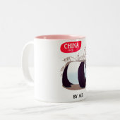 Reisposter van de Chinese panda Tweekleurige Koffiemok (Voorkant links)