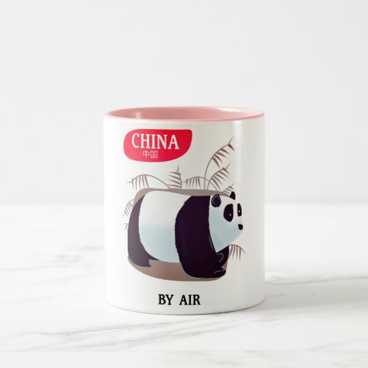 Reisposter van de Chinese panda Tweekleurige Koffiemok (Center)