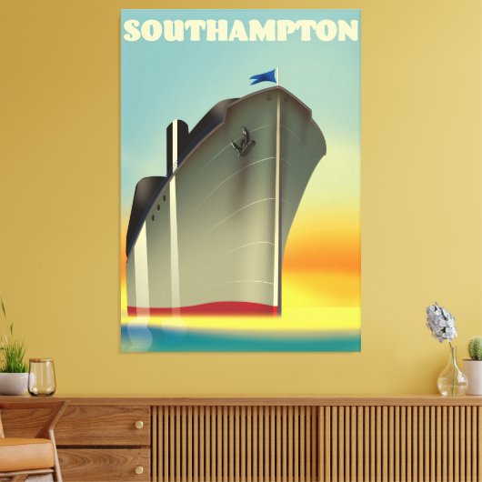 Reisposter van de cruiseschip Southampton Canvas Afdruk (Insitu (Woonkamer))
