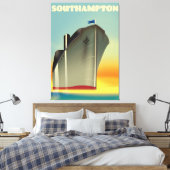 Reisposter van de cruiseschip Southampton Canvas Afdruk (Insitu (Slaapkamer))