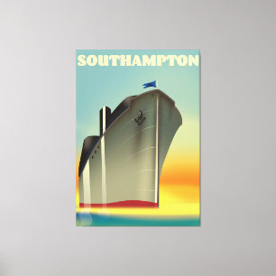 Reisposter van de cruiseschip Southampton Canvas Afdruk