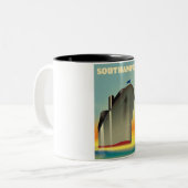 Reisposter van de cruiseschip Southampton Tweekleurige Koffiemok (Voorkant links)