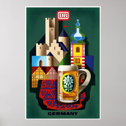 Reisposter van de Duitse Bondsstaatspoorwegen Poster (Voorkant)
