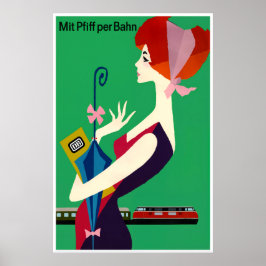 Reisposter van de Duitse Bondsstaatspoorwegen Poster