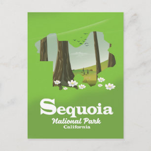 Reisposter van de nationale parkkaart Sequoia Briefkaart