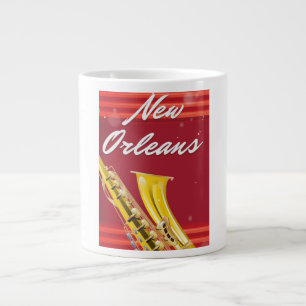 Reisposter van de nieuwe Orleans Saxophone Grote Koffiekop