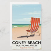 Reisposter van de Porthcawl Wales Briefpapier (Voorkant / Achterkant)