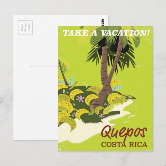 Reisposter van de  stijl Quepos Costa Rica Briefkaart (Voorkant / Achterkant)