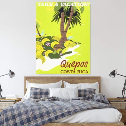 Reisposter van de stijl Quepos Costa Rica Canvas Afdruk (Insitu (Slaapkamer))
