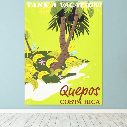 Reisposter van de stijl Quepos Costa Rica Canvas Afdruk (Insitu (Houten vloer))