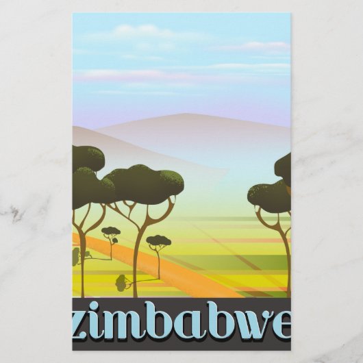 Reisposter van de vakantie in Zimbabwe Briefpapier (Voorkant)