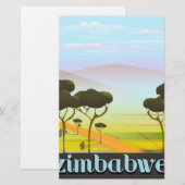 Reisposter van de vakantie in Zimbabwe Briefpapier (Voorkant / Achterkant)