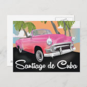 Reisposter van de  vakantie van Santiago de Cuba. Briefkaart (Voorkant / Achterkant)