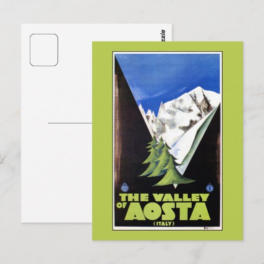 Reisposter van de vallei van Aosta Italy Alps Briefkaart (Voorkant / Achterkant)