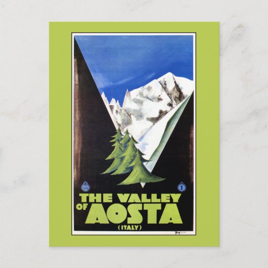 Reisposter van de vallei van Aosta Italy Alps Briefkaart (Voorkant)