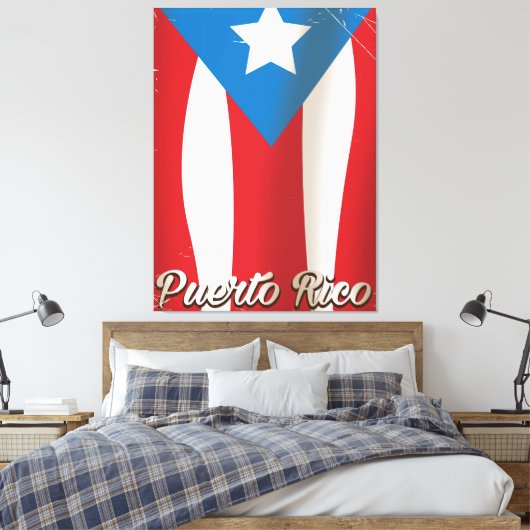 reisposter van de vlag van peurto rico canvas afdruk (Insitu (Slaapkamer))