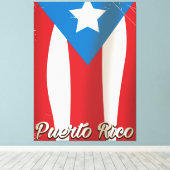 reisposter van de vlag van peurto rico canvas afdruk (Insitu (Houten vloer))
