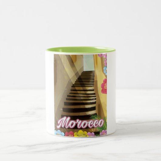 Reisposter van de voormalige Marokkaanse stad Tweekleurige Koffiemok (Center)
