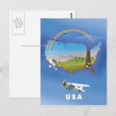 Reisposter van de VS geïllustreerd Briefkaart (Voorkant / Achterkant)