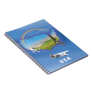 Reisposter van de VS geïllustreerd Notitieboek
