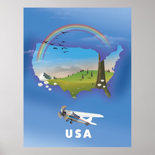 Reisposter van de VS geïllustreerd Poster (Voorkant)
