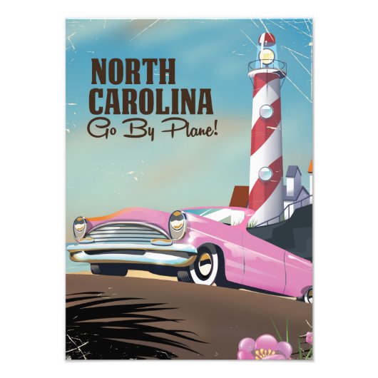 Reisposter van de vuurtoren van North Carolina Foto Afdruk (Voorkant)