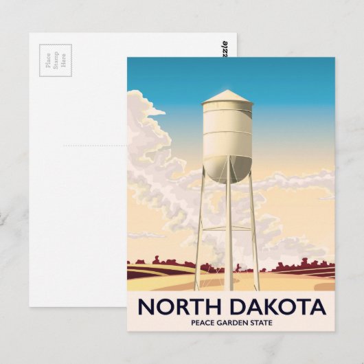Reisposter van de watertoren in North Dakota Briefkaart (Voorkant / Achterkant)