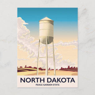 Reisposter van de watertoren in North Dakota Briefkaart