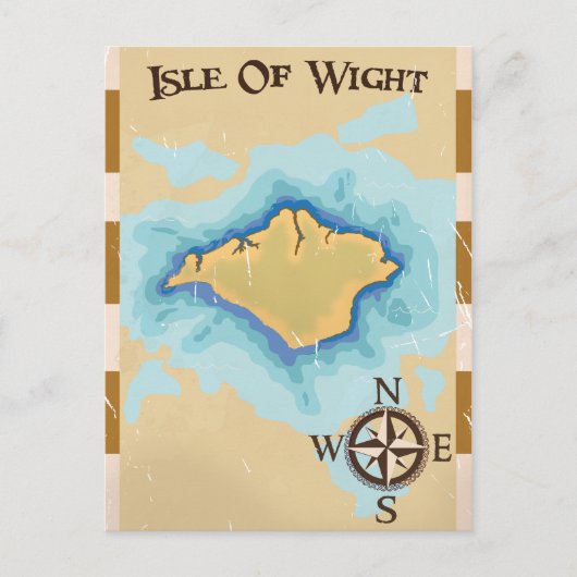 Reisposter van de Wight Treasure-kaart Briefkaart (Voorkant)