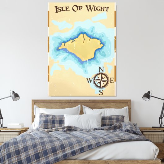 Reisposter van de Wight Treasure-kaart Canvas Afdruk (Insitu (Slaapkamer))