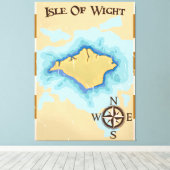 Reisposter van de Wight Treasure-kaart Canvas Afdruk (Insitu (Houten vloer))