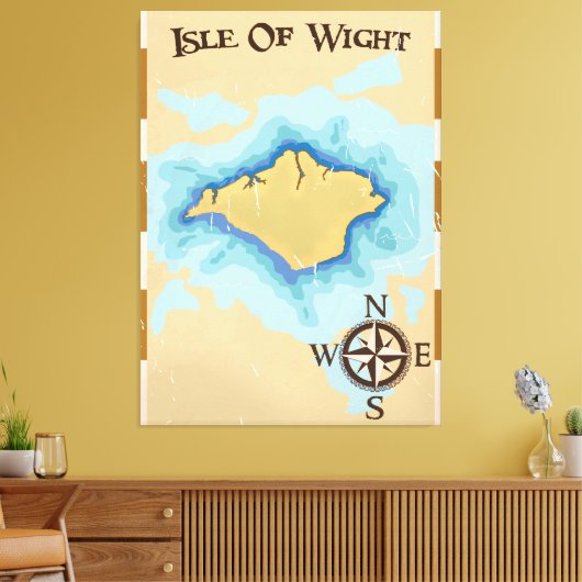 Reisposter van de Wight Treasure-kaart Canvas Afdruk (Insitu (Woonkamer))