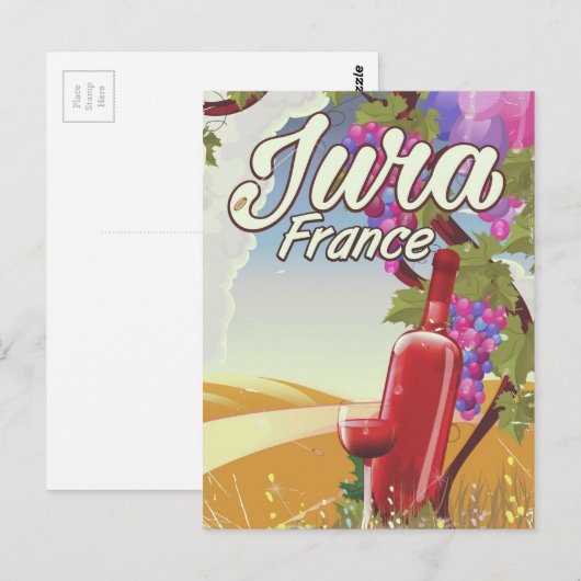 Reisposter van de wijngaard Jura France Briefkaart (Voorkant / Achterkant)